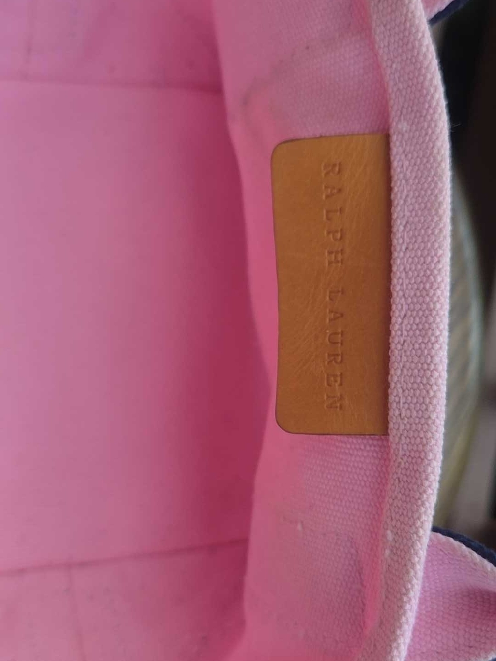 Polo Ralph Lauren Mini Canvas Tote Bag Pink & Navy - Picture 5 of 12